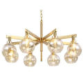 Modern glass Globe gold plated metal Chandelier Pendant Light